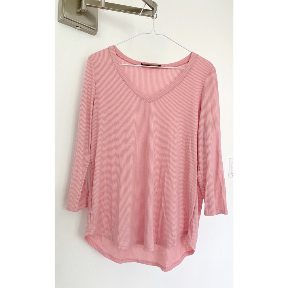 Rags II Riches Pink V-Neck Long Sleeve Top